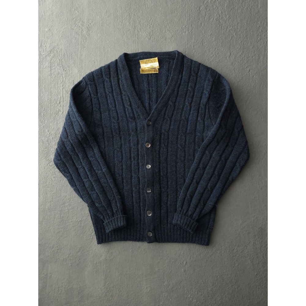 Vintage 1960s Jantzen Country Squire Worsted Wool Cable Knit Cardigan Sweater M - Picture 11 of 11